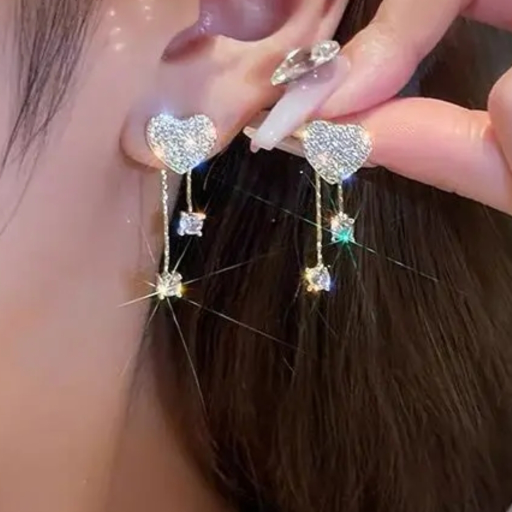 Heart Shape Tassel Earrings